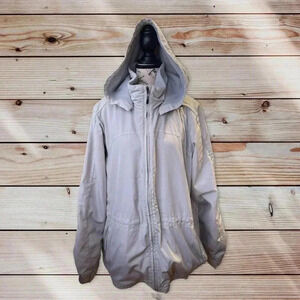 PACIFIC TRAIL WOMENS LIGHT TAN JACKET SIZE LARGE WITH HOODIE